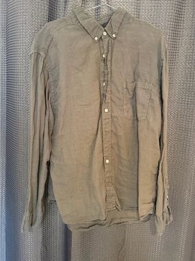 Faherty Olive-Taupe Button-Down Long Sleeve Shirt